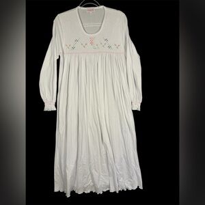 Smocked embroidered Pima cotton nightgown small tradwife prairie cottage